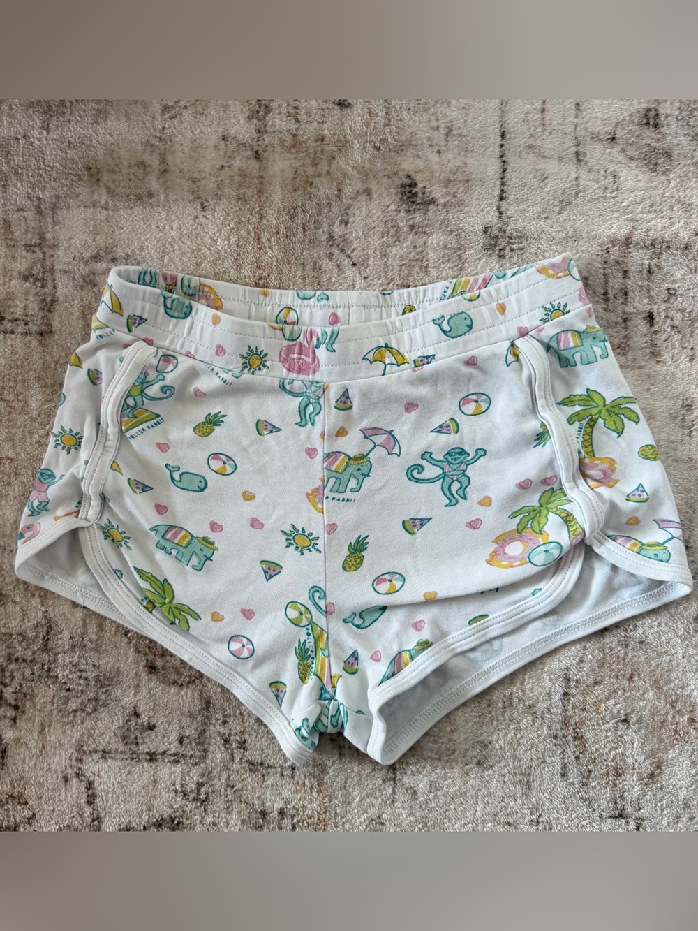Roller Rabbit Girls Size 10 Shorts Beach Tropical Monkey Elephant Print Pima